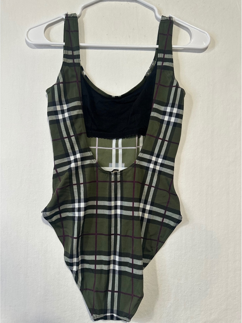 Burberry London Vintage Green Plaid One Piece Swimsuit Made in Italy M - Picture 4 of 6